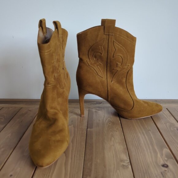 BCBGeneration Tan Faux Suede Western Ankle Boots - Picture 4 of 11